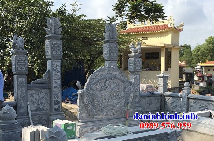 92 Mẫu bức bình phong khu lăng mộ nghĩa trang gia đình dòng họ bằng đá đẹp tại Phú Thọ