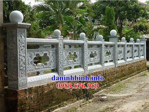 Mẫu lan can tường hàng rào đình đền chùa miếu bằng đá đẹp đơn giản