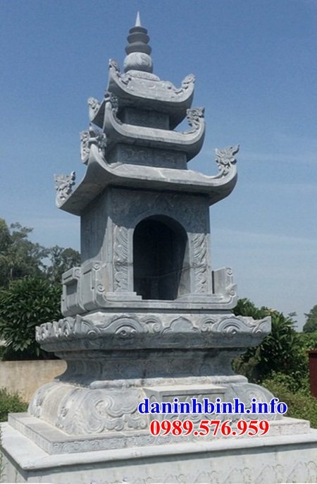 Mẫu mộ tháp bằng đá xanh tự nhiên nguyên khối đẹp đơn giản
