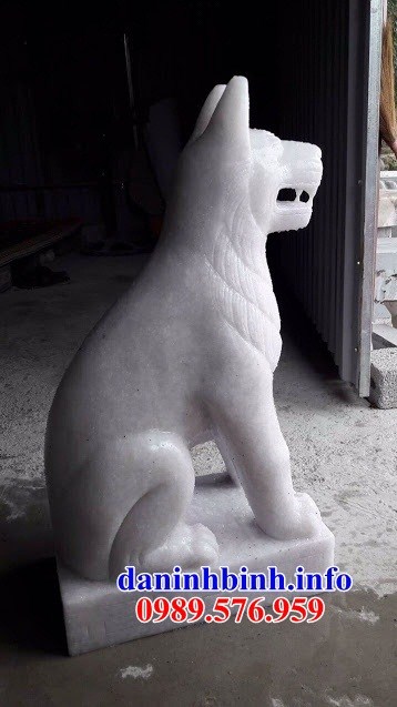 79 Mẫu tượng chó phong thủy bằng đá trắng đẹp