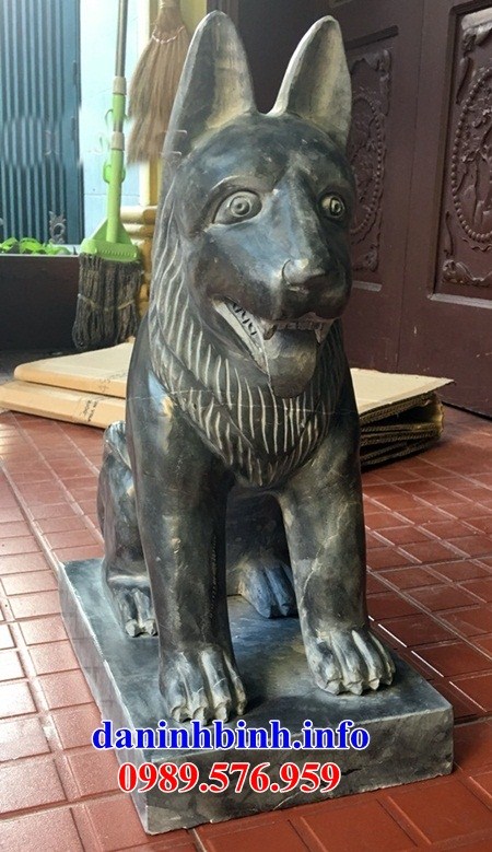 Mẫu chó canh cổng đình đền chùa miếu bằng đá đẹp kích thước phong thủy