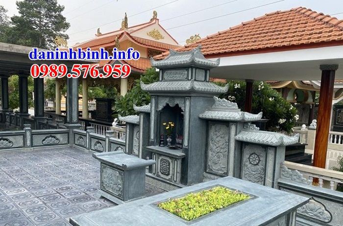 Mẫu khu lăng mộ nghĩa trang gia đình dòng họ bằng đá xanh rêu tại Hòa Bình