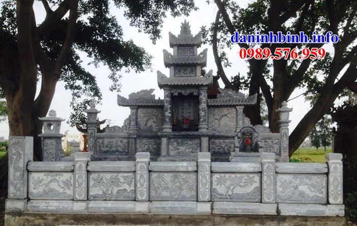 Mẫu lan can hàng rào khu lăng mộ nghĩa trang gia đình dòng họ bằng đá chạm trổ tứ quý tại Hưng Yên