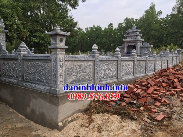 Mẫu lan can tường rào khu lăng mộ nghĩa trang gia đình dòng họ bằng đá chạm trổ tứ quý bán tại Nam Định