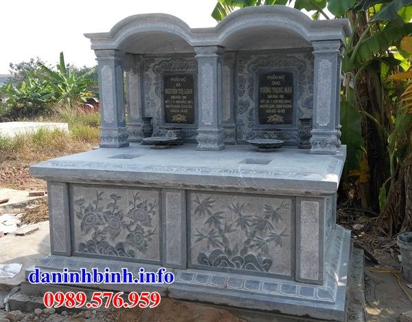 Mẫu mộ đôi gia đình bằng đá thiết kế hiện đại tại Quảng Trị