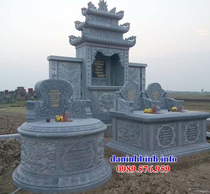 Mộ đôi gia đình bằng đá kích thước chuẩn phong thủy tại Hà Tĩnh