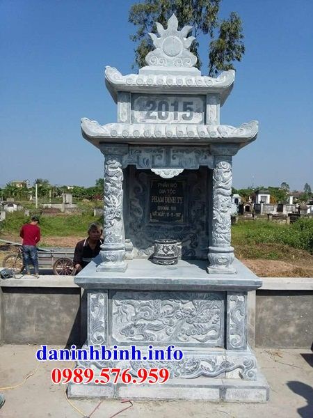 Mẫu am thờ chung nghĩa trang gia đình dòng họ bằng đá điêu khắc rồng phượng tại Kiên Giang