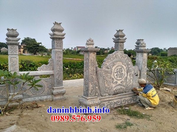 Mẫu cuốn thư bức bình phong khu lăng mộ nghĩa trang gia đình dòng họ bằng đá mỹ nghệ Ninh Bình bán tại Phú Yên