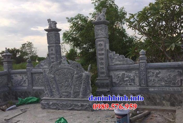 Mẫu cuốn thư bức bình phong khu lăng mộ nghĩa trang gia đình dòng họ bằng đá mỹ nghệ Ninh Bình tại Đắk Lắk