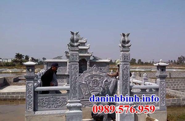 Mẫu cuốn thư bức bình phong khu lăng mộ nghĩa trang gia đình dòng họ bằng đá thiết kế hiện đại tại Sài Gòn