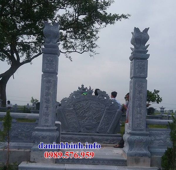 Mẫu cuốn thư bức bình phong khu lăng mộ nghĩa trang gia đình dòng họ bằng đá xanh Thanh Hóa bán tại Bình Định