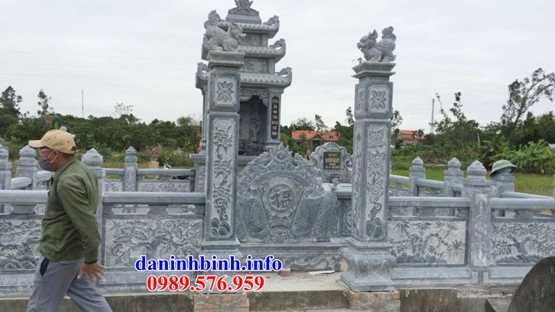 Mẫu cuốn thư bức bình phong khu lăng mộ nghĩa trang gia đình dòng họ bằng đá xanh Thanh Hóa bán tại Quảng Nam