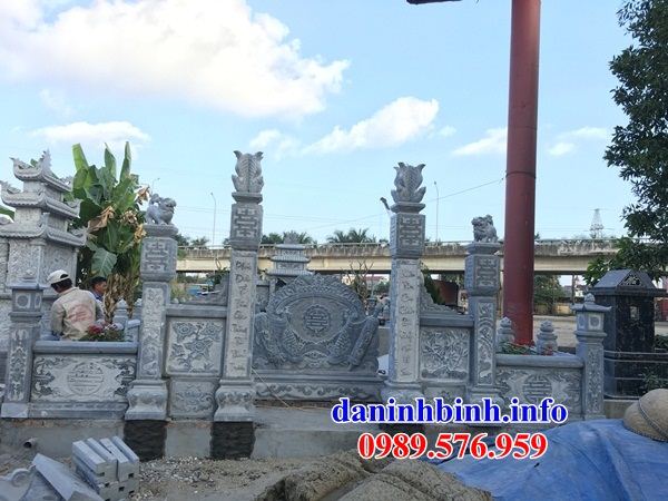 Mẫu cuốn thư bức bình phong khu lăng mộ nghĩa trang gia đình dòng họ bằng đá xanh Thanh Hóa tại Ninh Thuận