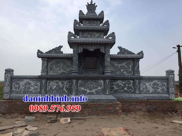 Mẫu cây hương thờ chung nghĩa trang gia đình dòng họ bằng đá điêu khắc rồng phượng tại Kon Tum