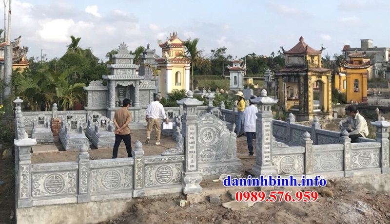 Mẫu khu lăng mộ nghĩa trang gia đình dòng họ bằng đá kích thước chuẩn phong thủy bán tại Bạc Liêu