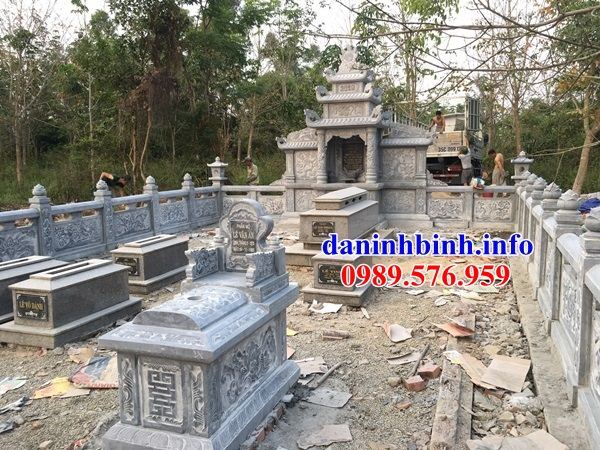 Mẫu khu lăng mộ nghĩa trang gia đình dòng họ bằng đá thi công lắp đặt bán tại Bình Định