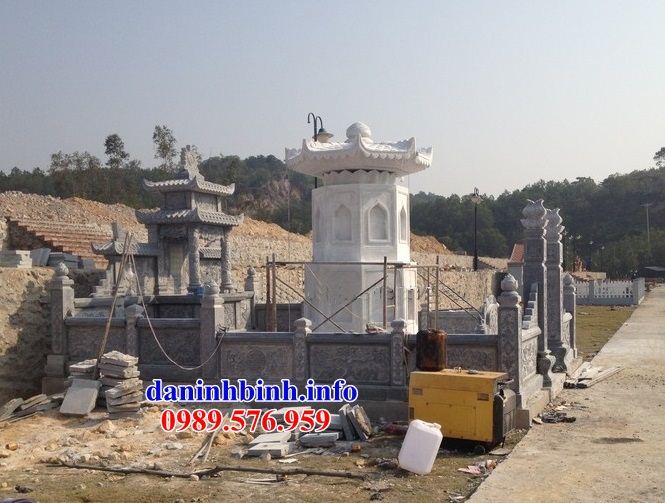 Mẫu khu lăng mộ nghĩa trang gia đình dòng họ bằng đá trắng cao cấp tại Bình Thuận