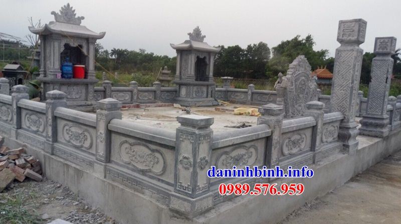 Mẫu khu lăng mộ nghĩa trang gia đình dòng họ bằng đá xanh Thanh Hóa bán tại Quảng Ngãi