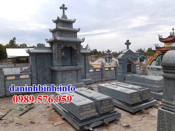 Mẫu khu lăng mộ nghĩa trang gia đình dòng họ đạo thiên chúa công giáo bằng đá bán tại Điện Biên