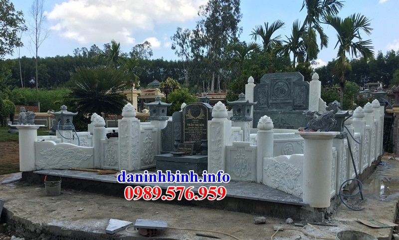Mẫu khu lăng mộ nghĩa trang gia đình dòng tộc bằng đá trắng cao cấp tại Kiên Giang