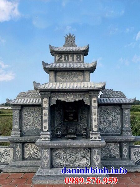 Mẫu kỳ đài thờ chung nghĩa trang gia đình dòng họ bằng đá chạm khắc hoa văn tinh xảo tại Cao Bằng