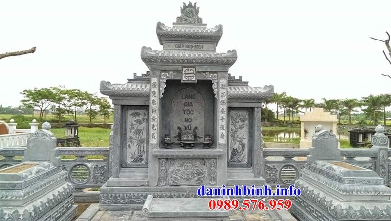 Mẫu kỳ đài thờ chung nghĩa trang gia đình dòng họ bằng đá chạm khắc hoa văn tinh xảo tại Khánh Hòa