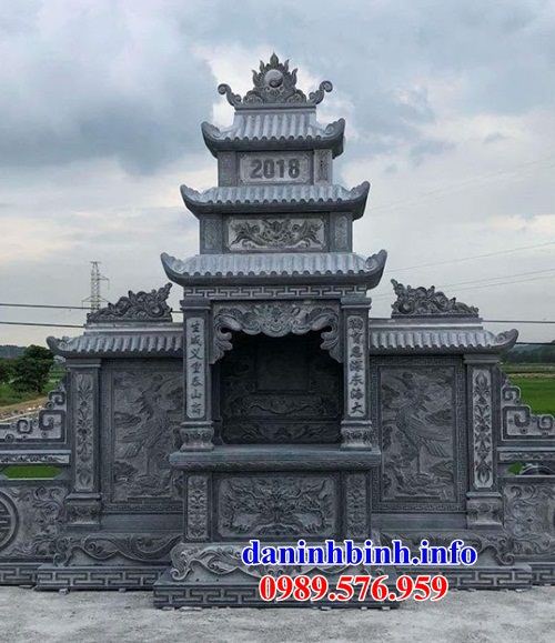 Mẫu kỳ đài thờ chung nghĩa trang gia đình dòng họ bằng đá chạm khắc hoa văn tinh xảo tại Phú Yên