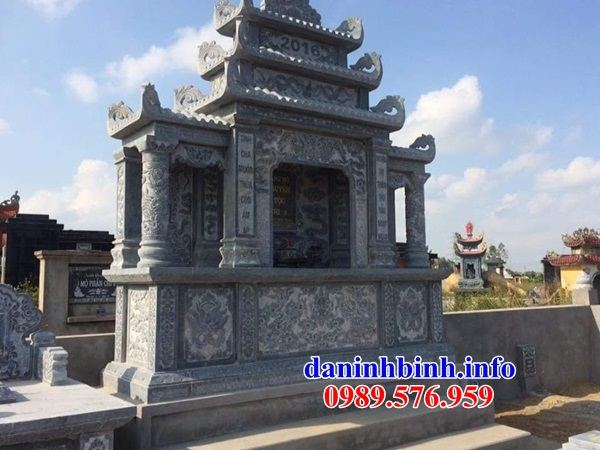 Mẫu kỳ đài thờ chung nghĩa trang gia đình dòng họ bằng đá thiết kế hiện đại tại Bình Phước