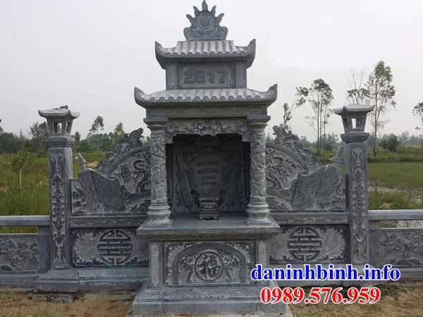Mẫu kỳ đài thờ chung nghĩa trang gia đình dòng họ bằng đá thiết kế hiện đại tại Cao Bằng