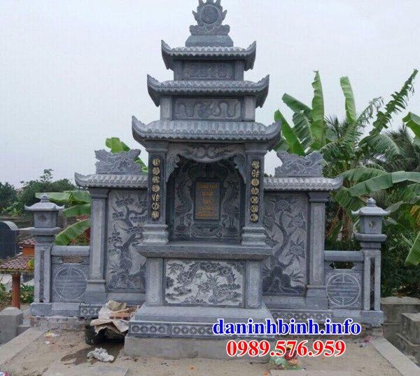 Mẫu kỳ đài thờ chung nghĩa trang gia đình dòng họ bằng đá xanh Thanh Hóa tại Cần Thơ