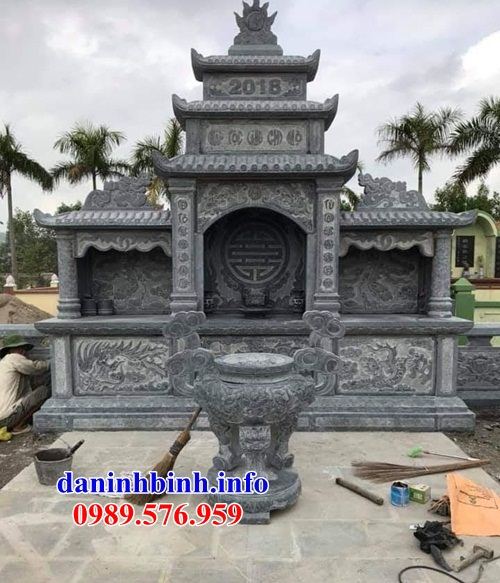 Mẫu kỳ đài thờ chung nghĩa trang gia đình dòng họ bằng đá điêu khắc rồng phượng tại Bình Phước