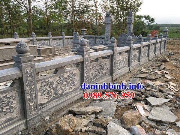 Mẫu lan can hàng rào khu lăng mộ nghĩa trang gia đình dòng họ bằng đá chạm khắc hoa văn bán tại Bình Định