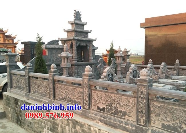 Mẫu lan can hàng tường rào am thờ nghĩa trang gia đình dòng tộc bằng đá chạm khắc hoa văn tinh xảo bán tại Quảng Bình