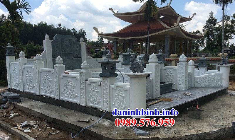 Mẫu lan can hàng tường rào cây hương nghĩa trang gia đình dòng họ bằng đá trắng cao cấp tại Tây Ninh
