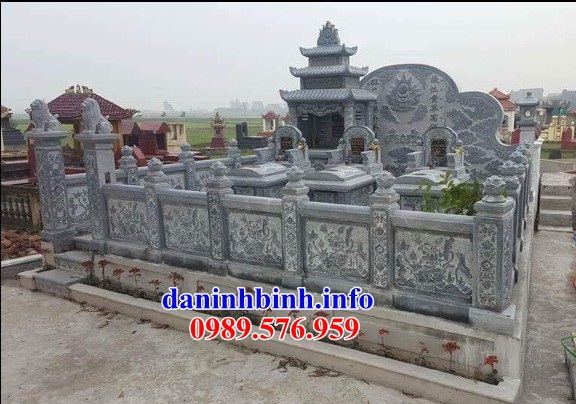 Mẫu lan can hàng tường rào khu lăng mộ nghĩa trang gia đình dòng họ bằng đá chạm trổ tứ quý tại Bình Thuận