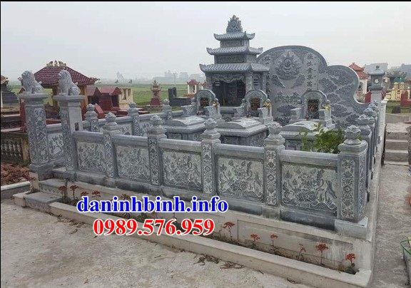 Mẫu lan can hàng tường rào khu lăng mộ nghĩa trang gia đình dòng họ bằng đá mỹ nghệ Ninh Bình tại Bà Rịa Vũng Tàu