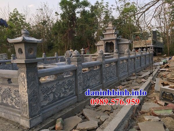 Mẫu lan can hàng tường rào khu lăng mộ nghĩa trang gia đình dòng họ bằng đá thiết kế đẹp tại Khánh Hòa