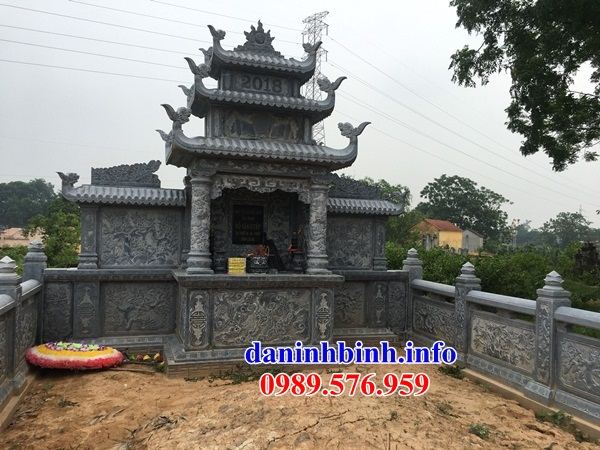 Mẫu lăng thờ chung nghĩa trang gia đình dòng họ bằng đá chạm khắc hoa văn tinh xảo tại Nam Định