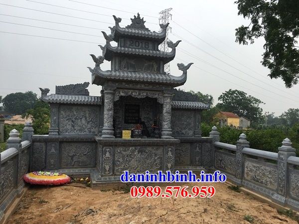 Mẫu lăng thờ chung nghĩa trang gia đình dòng họ bằng đá chạm khắc hoa văn tinh xảo tại Quảng Trị