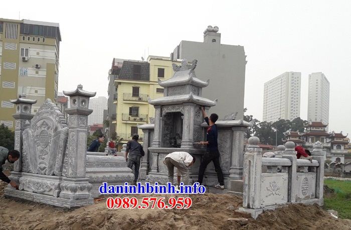 Mẫu lăng thờ chung nghĩa trang gia đình dòng họ bằng đá thi công lắp đặt tại Nam Định