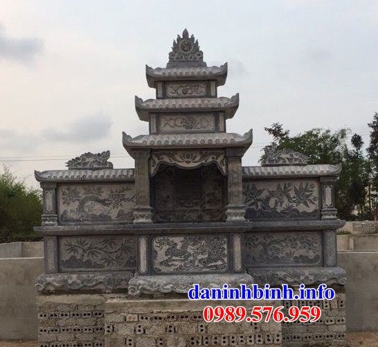 Mẫu lăng thờ chung nghĩa trang gia đình dòng họ bằng đá trạm trổ tứ quý tại Gia Lai