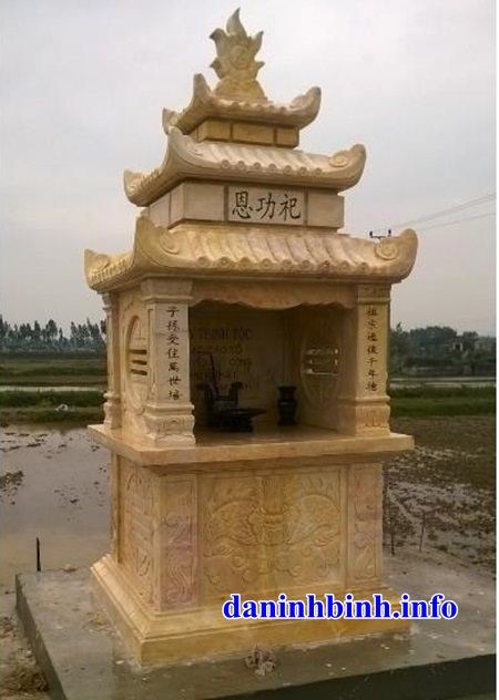 Mẫu lăng thờ chung nghĩa trang gia đình dòng họ bằng đá vàng tự nhiên tại Ninh Bình