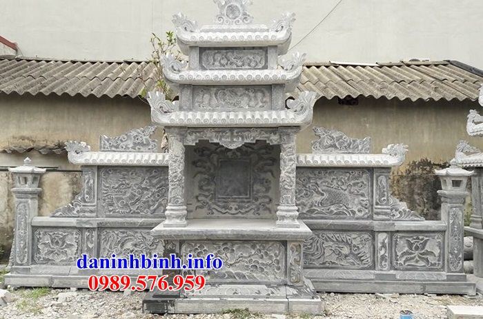 Mẫu lăng thờ chung nghĩa trang gia đình dòng họ bằng đá điêu khắc rồng phượng tại Ninh Bình