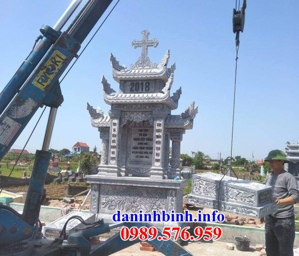 Mộ công giáo đạo thiên chúa bằng đá thi công lắp đặt đẹp bán tại Vĩnh Phúc