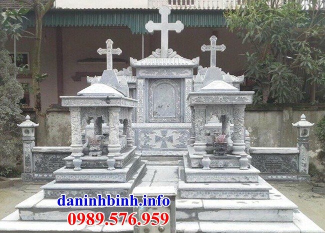 Mộ đôi công giáo đạo thiên chúa bằng đá thiết kế hiện đại đẹp bán tại Hà Tĩnh