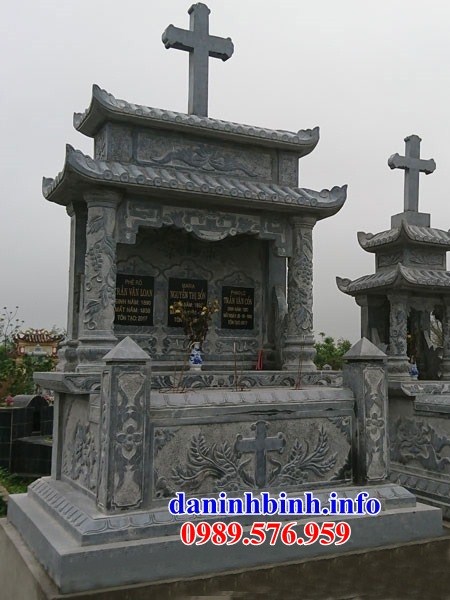 Mộ đôi công giáo đạo thiên chúa bằng đá tự nhiên đẹp bán tại Hà Tĩnh