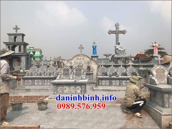 Mộ đôi đạo công giáo thiên chúa bằng đá cất để tro hài cốt hỏa táng bán tại Ninh Thuận