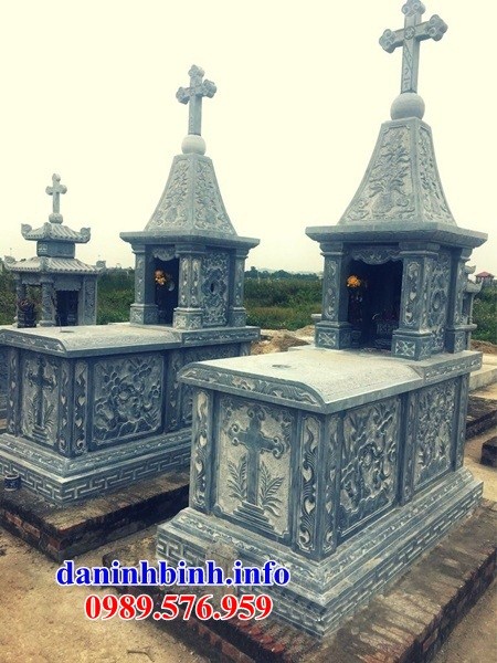 Mộ đôi đạo công giáo thiên chúa bằng đá tự nhiên cao cấp đẹp tại Ninh Thuận