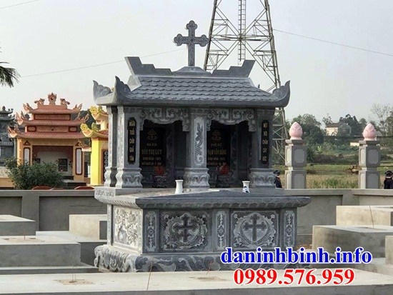 Thiết kế mộ đôi đạo thiên chúa công giáo bằng đá kích thước chuẩn phong thủy bán tại Đà Nẵng