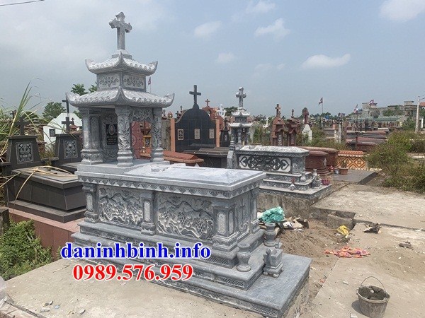 mộ công giáo đạo thiên chúa kích thước đẹp bằng đá chạm khắc tinh xảo bán tại Quảng Trị